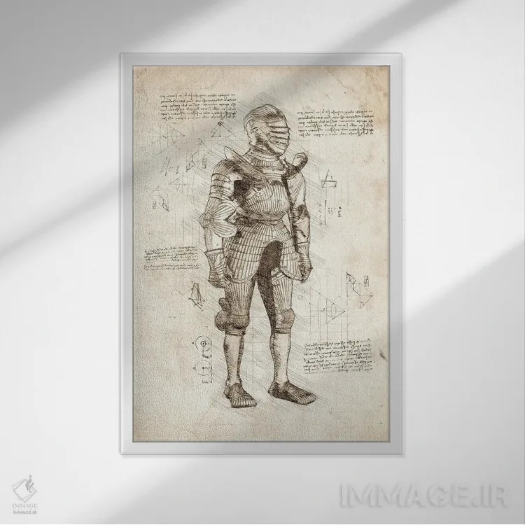 تابلو دکوراتیو زره جنگی اثر کورنل ولاد - نمای قابدار سفید