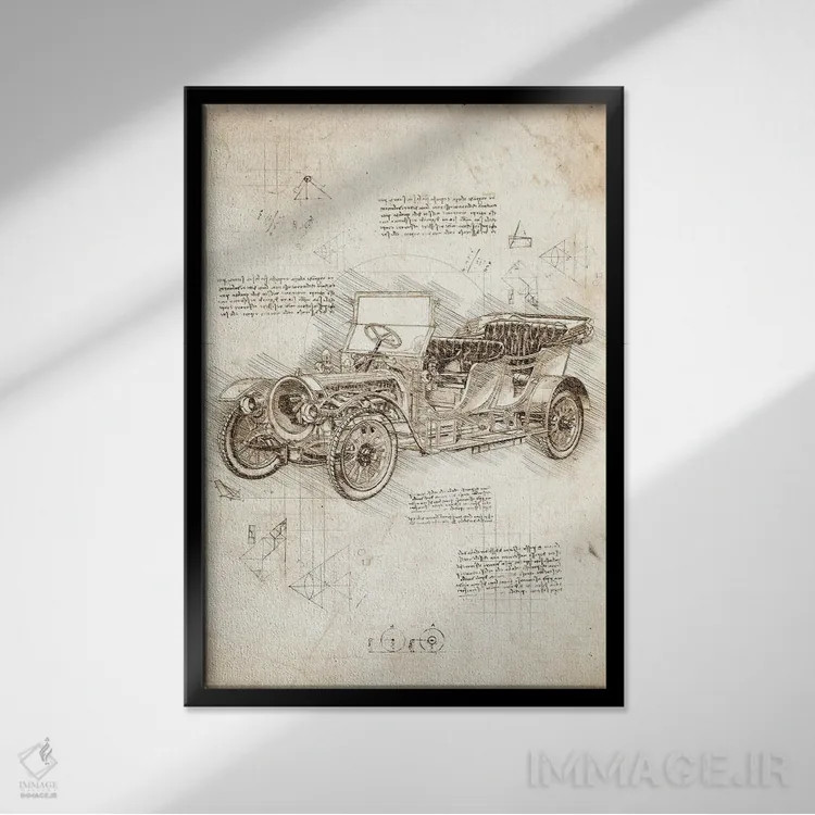 تابلو دکوراتیو برش نمای داخلی خودرو اثر کورنل ولاد - نمای قابدار مشکی