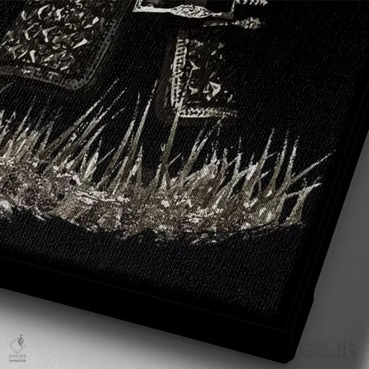 تابلو دکوراتیو سامورایی بوشیدو در حال نگه داشتن تفنگ اثر کورنل ولاد - نمای نزدیک بافت بوم