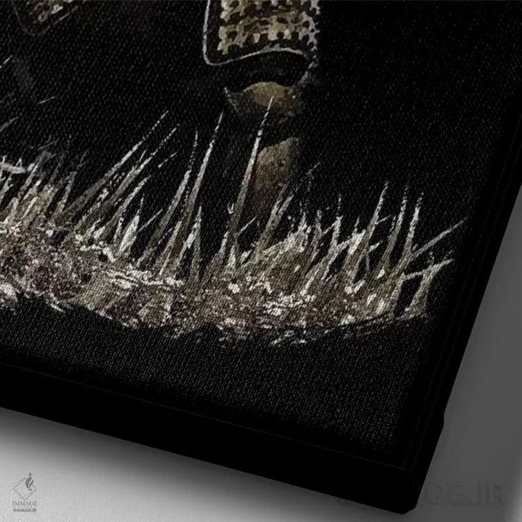 تابلو دکوراتیو سامورایی بوشیدو با حالت ایستادن قوی اثر کورنل ولاد - نمای نزدیک بافت بوم