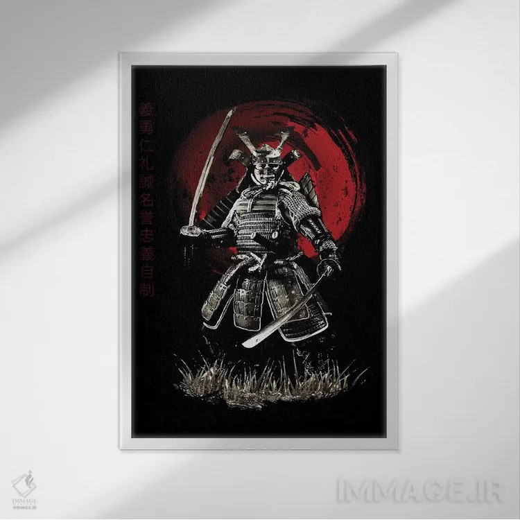 تابلو دکوراتیو سامورایی بوشیدو اثر کورنل ولاد - نمای قابدار سفید