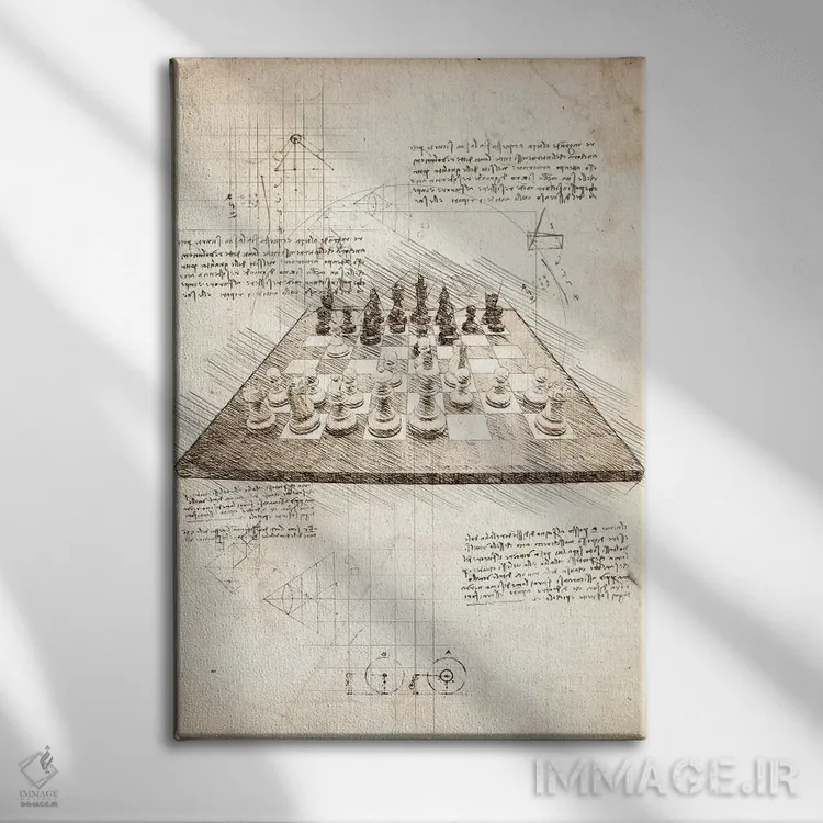تابلو دکوراتیو صفحه شطرنج اثر کورنل ولاد - نمای روبهرو روی دیوار
