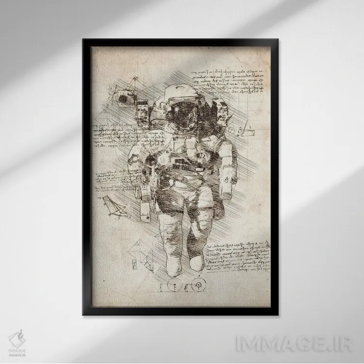 تابلو دکوراتیو لباس فضانوردی اثر کورنل ولاد - نمای قابدار مشکی