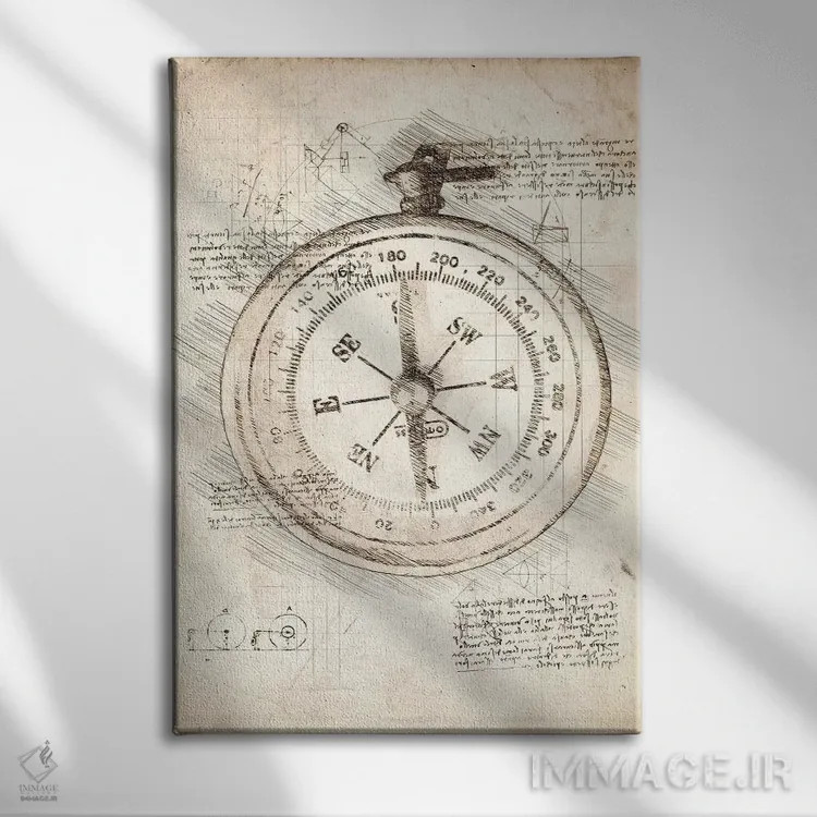 تابلو دکوراتیو قطب نما اثر کورنل ولاد - نمای روبهرو روی دیوار