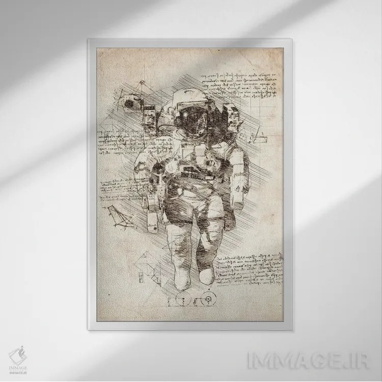 تابلو دکوراتیو لباس فضانوردی اثر کورنل ولاد - نمای قابدار سفید