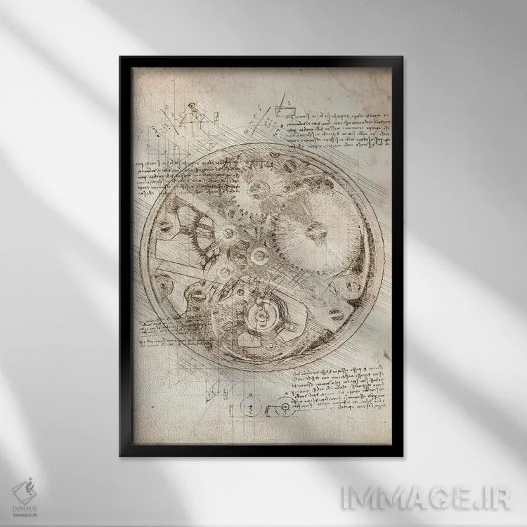 تابلو دکوراتیو مکانیسم حرکت ساعت اثر کورنل ولاد - نمای قابدار مشکی