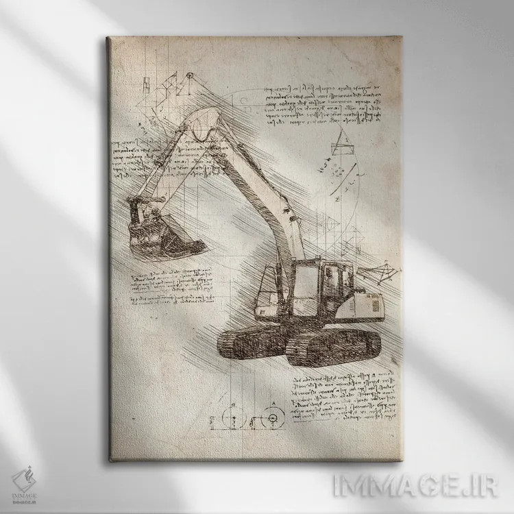 تابلو دکوراتیو بیل مکانیکی اثر کورنل ولاد - نمای روبهرو روی دیوار