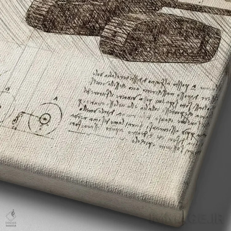 تابلو دکوراتیو بیل مکانیکی اثر کورنل ولاد - نمای نزدیک بافت بوم