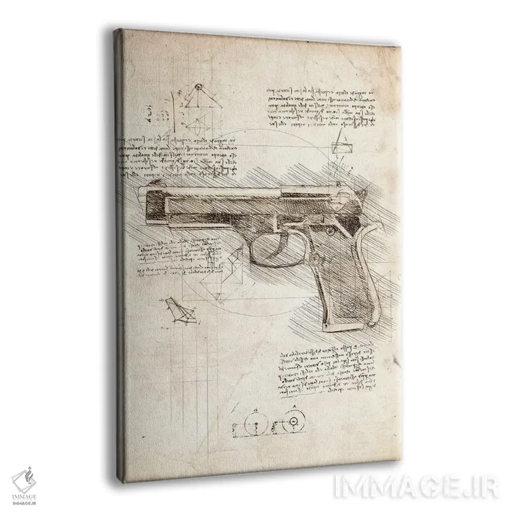 تابلو دکوراتیو تپانچه اثر کورنل ولاد - نمای پرسپکتیو محصول