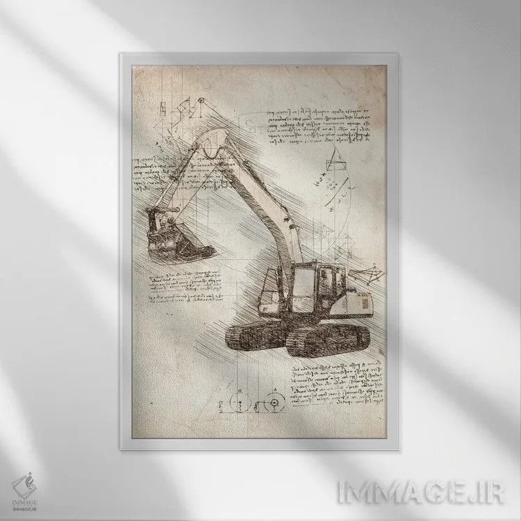 تابلو دکوراتیو بیل مکانیکی اثر کورنل ولاد - نمای قابدار سفید