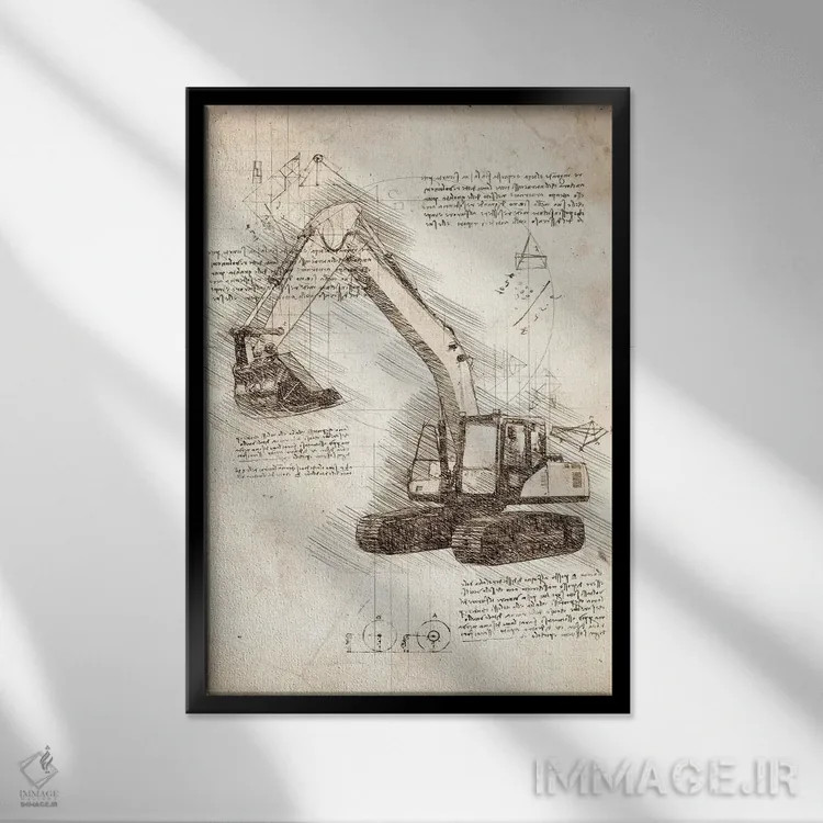 تابلو دکوراتیو بیل مکانیکی اثر کورنل ولاد - نمای قابدار مشکی