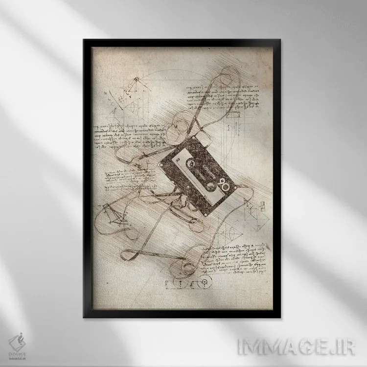 تابلو دکوراتیو نوار کاست اثر کورنل ولاد - نمای قابدار مشکی