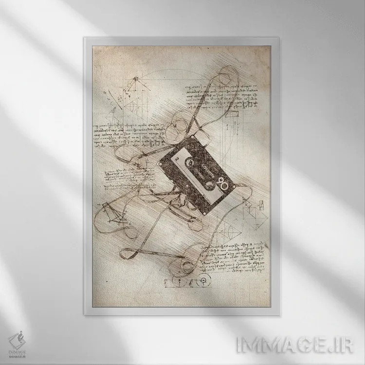 تابلو دکوراتیو نوار کاست اثر کورنل ولاد - نمای قابدار سفید