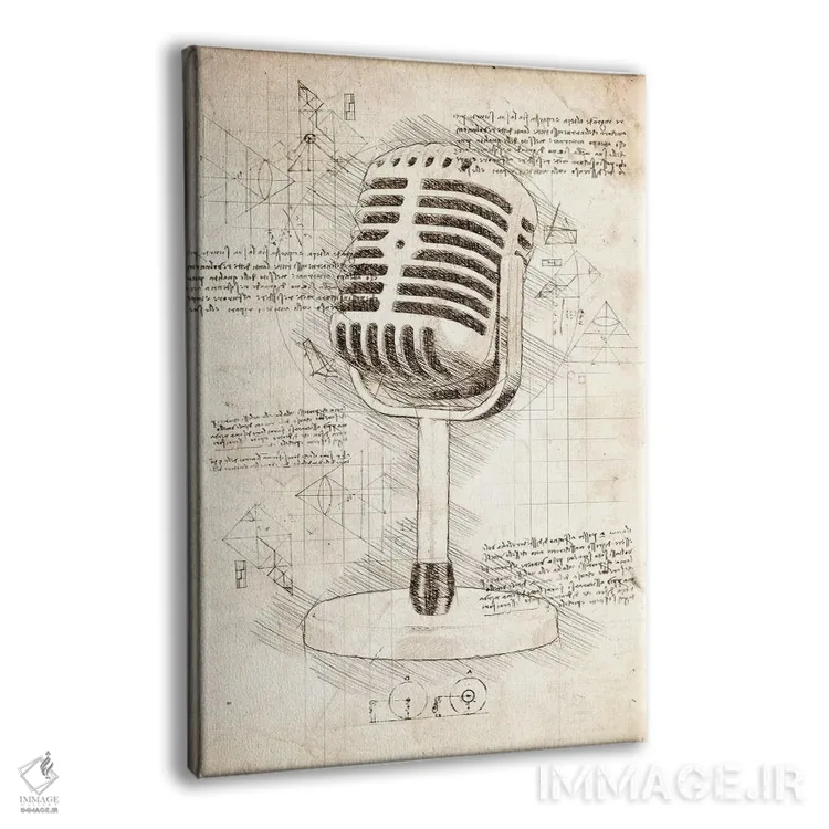 تابلو دکوراتیو میکروفون اثر کورنل ولاد - نمای پرسپکتیو محصول
