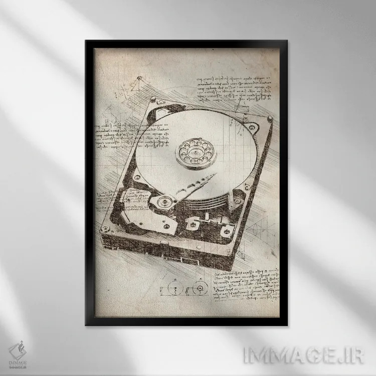 تابلو دکوراتیو دیسک سخت اثر کورنل ولاد - نمای قابدار مشکی