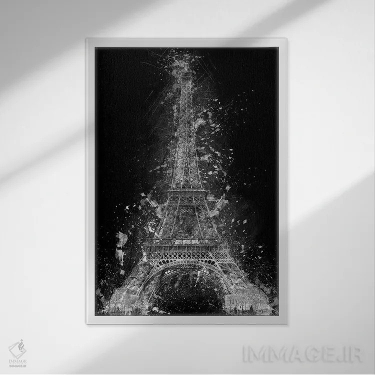 تابلو دکوراتیو برج ایفل اثر کورنل ولاد - نمای قابدار سفید