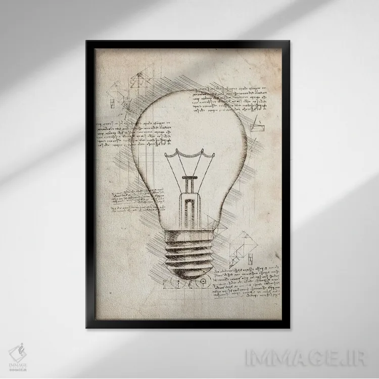 تابلو دکوراتیو لامپ اثر کورنل ولاد - نمای قابدار مشکی