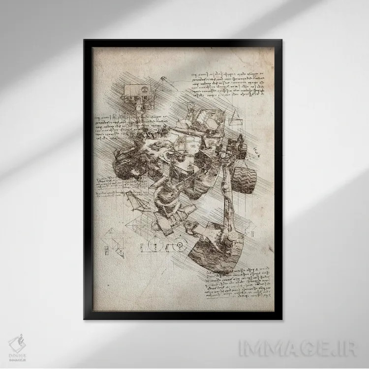 تابلو دکوراتیو کاوشگر کنجکاوی مریخ اثر کورنل ولاد - نمای قابدار مشکی