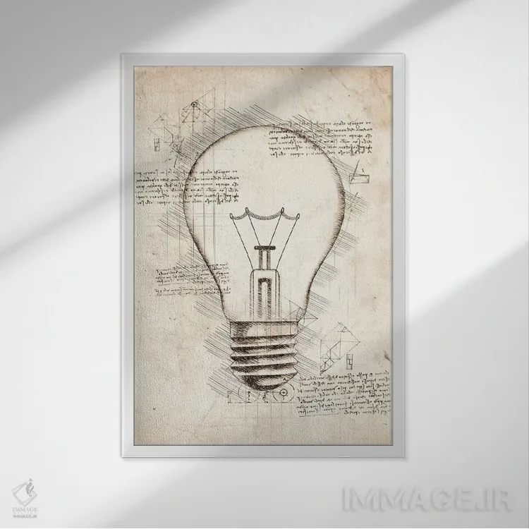 تابلو دکوراتیو لامپ اثر کورنل ولاد - نمای قابدار سفید