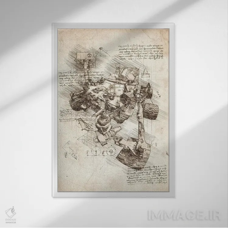 تابلو دکوراتیو کاوشگر کنجکاوی مریخ اثر کورنل ولاد - نمای قابدار سفید