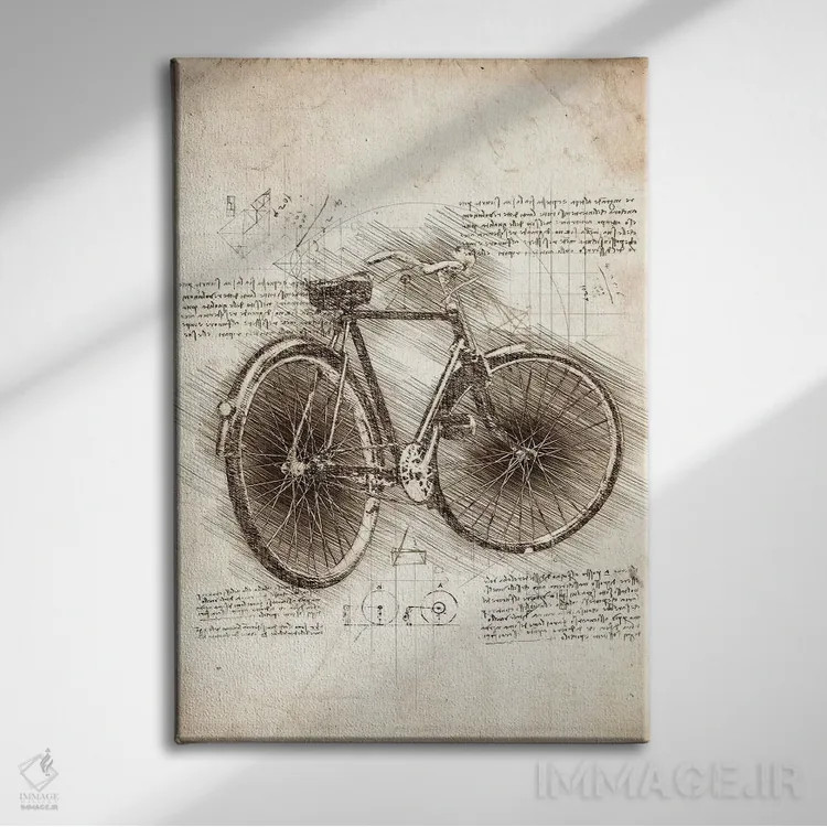 تابلو دکوراتیو دوچرخه قدیمی اثر کورنل ولاد - نمای روبهرو روی دیوار