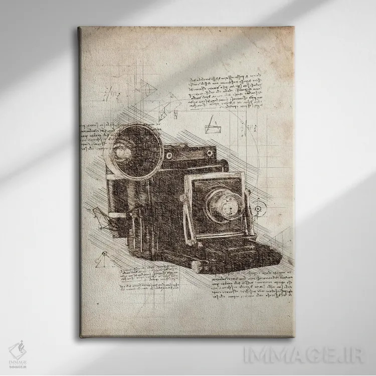 تابلو دکوراتیو دوربین قدیمی اثر کورنل ولاد - نمای روبهرو روی دیوار