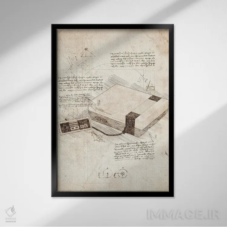 تابلو دکوراتیو مجموعه کنسول NES اثر کورنل ولاد - نمای قابدار مشکی