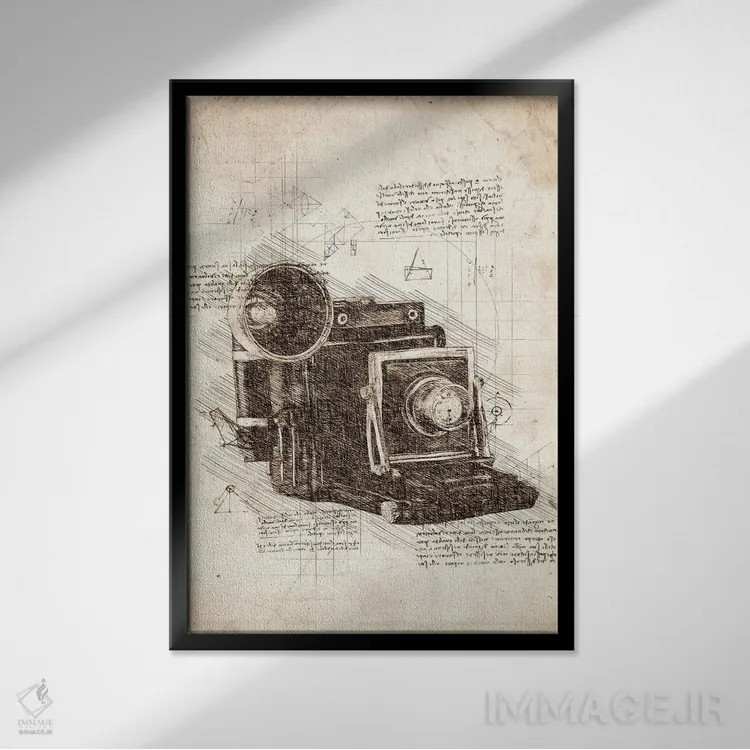 تابلو دکوراتیو دوربین قدیمی اثر کورنل ولاد - نمای قابدار مشکی