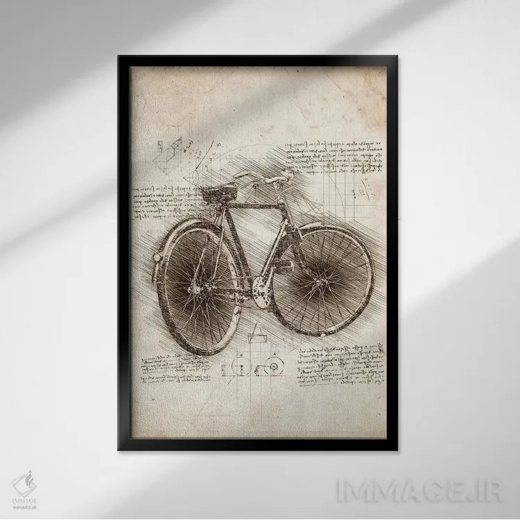 تابلو دکوراتیو دوچرخه قدیمی اثر کورنل ولاد - نمای قابدار مشکی