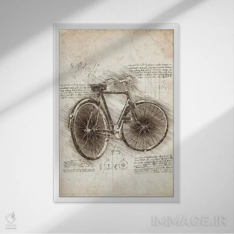 تابلو دکوراتیو دوچرخه قدیمی اثر کورنل ولاد - نمای قابدار سفید