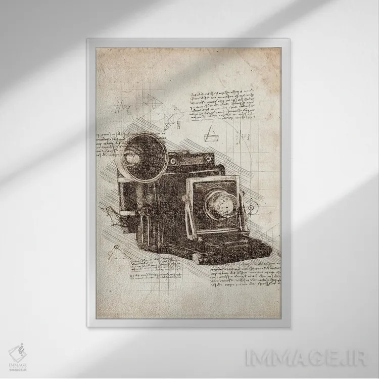 تابلو دکوراتیو دوربین قدیمی اثر کورنل ولاد - نمای قابدار سفید