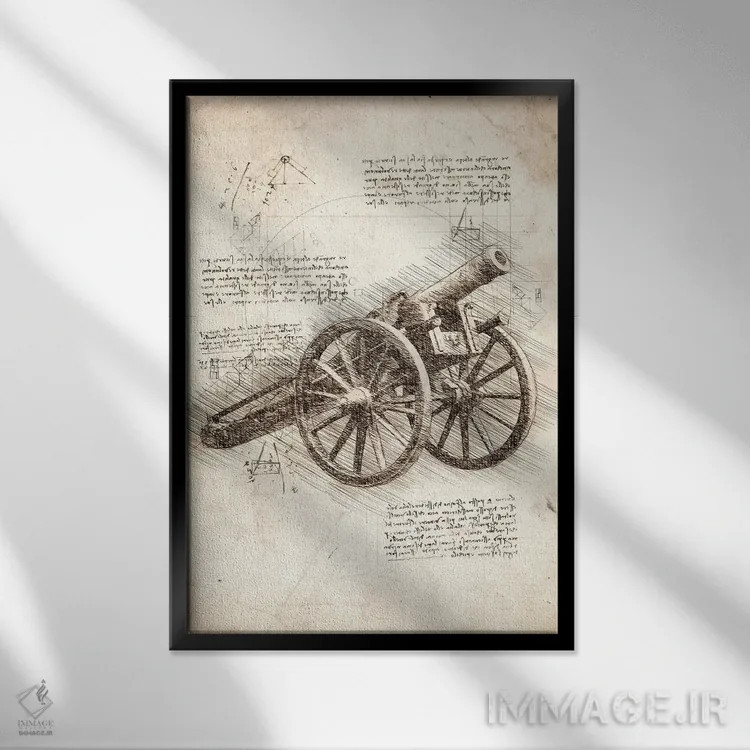 تابلو دکوراتیو توپ قدیمی اثر کورنل ولاد - نمای قابدار مشکی