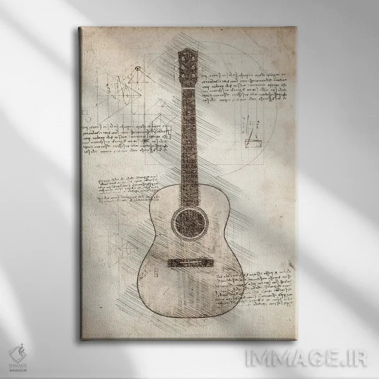 تابلو دکوراتیو گیتار اثر کورنل ولاد - نمای روبهرو روی دیوار