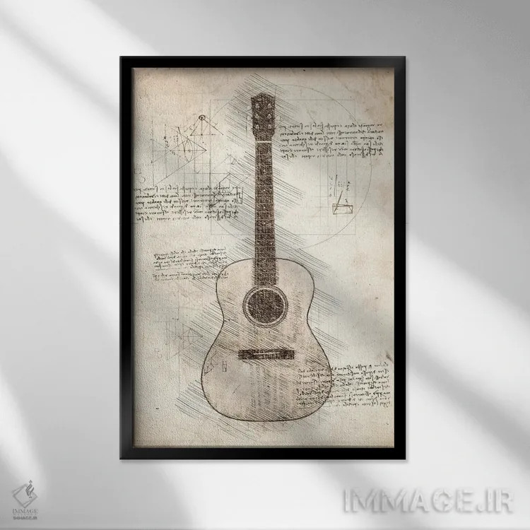 تابلو دکوراتیو گیتار اثر کورنل ولاد - نمای قابدار مشکی