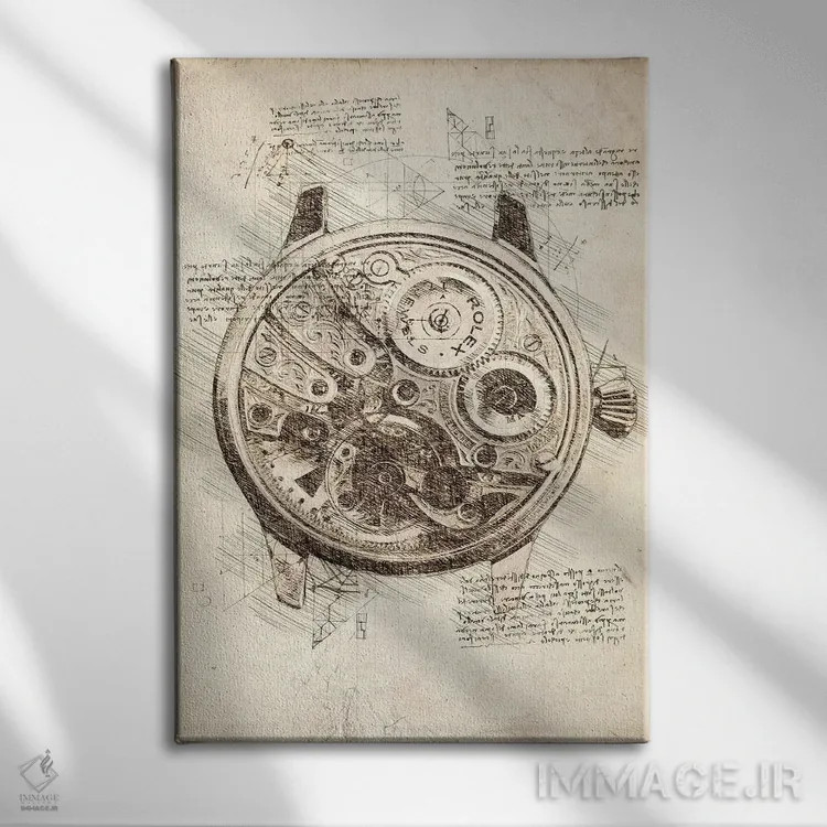 تابلو دکوراتیو اجزای داخلی رولکس اثر کورنل ولاد - نمای روبهرو روی دیوار