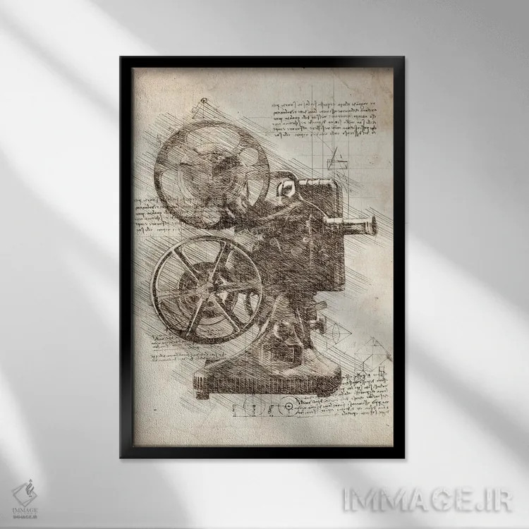 تابلو دکوراتیو پروژکتور فیلم اثر کورنل ولاد - نمای قابدار مشکی