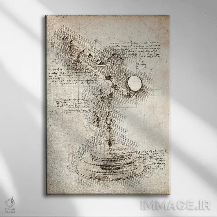 تابلو دکوراتیو تلسکوپ عتیقه اثر کورنل ولاد - نمای روبهرو روی دیوار