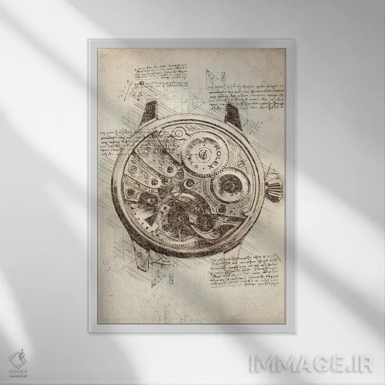 تابلو دکوراتیو اجزای داخلی رولکس اثر کورنل ولاد - نمای قابدار سفید