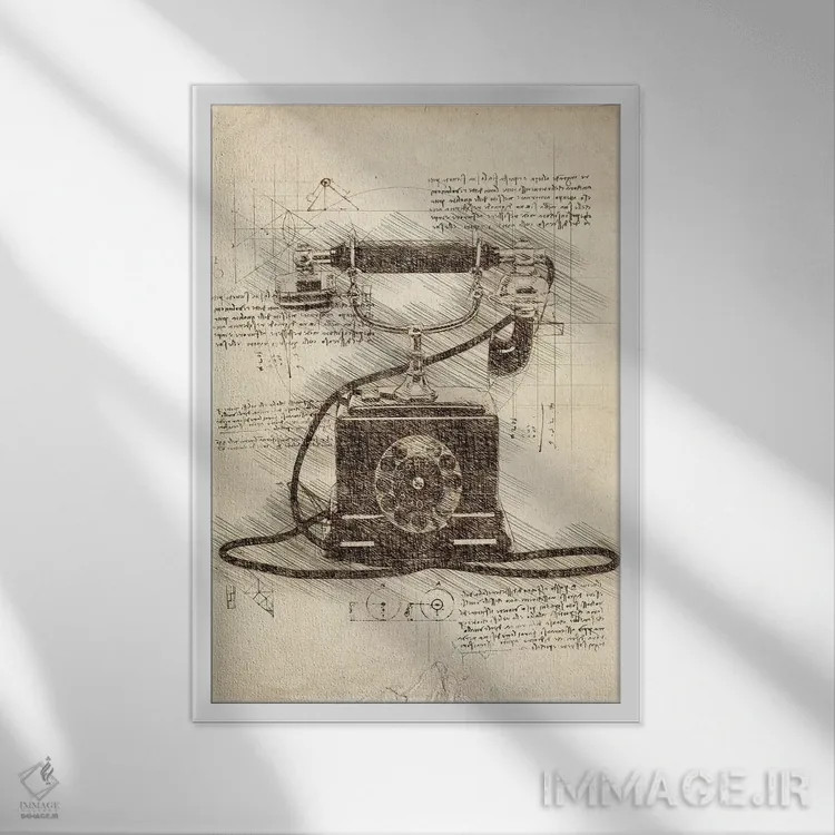 تابلو دکوراتیو تلفن قدیمی اثر کورنل ولاد - نمای قابدار سفید