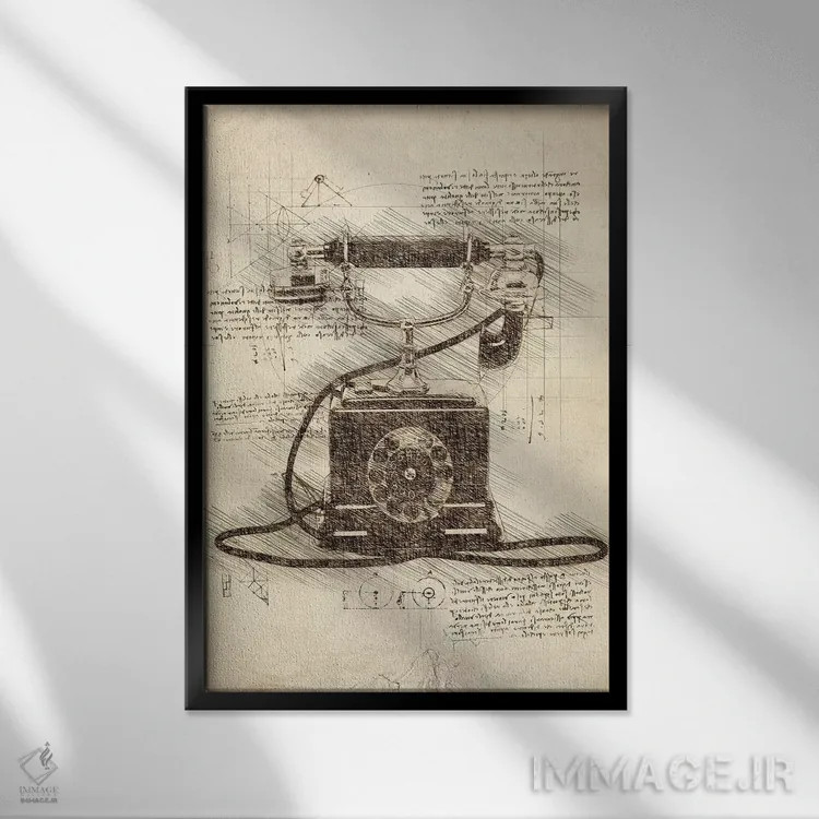 تابلو دکوراتیو تلفن قدیمی اثر کورنل ولاد - نمای قابدار مشکی