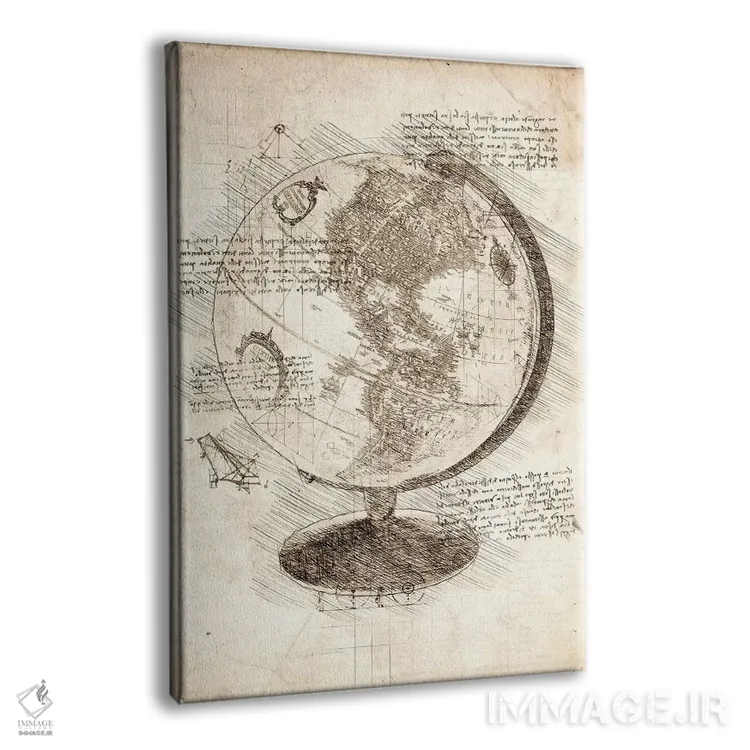 تابلو دکوراتیو کره جغرافیایی اثر کورنل ولاد - نمای پرسپکتیو محصول