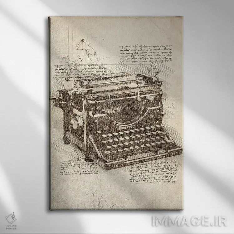 تابلو دکوراتیو ماشین تحریر اثر کورنل ولاد - نمای روبهرو روی دیوار