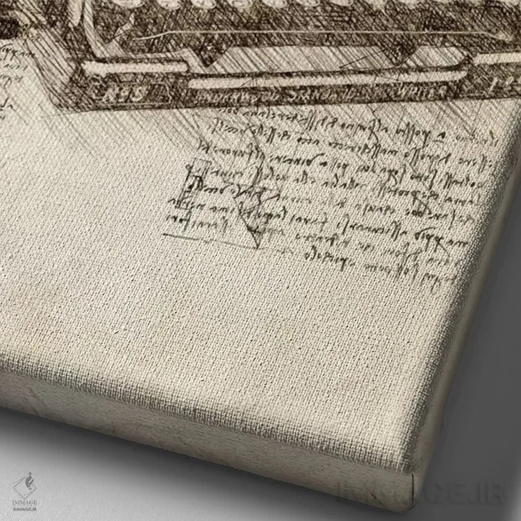 تابلو دکوراتیو ماشین تحریر اثر کورنل ولاد - نمای نزدیک بافت بوم