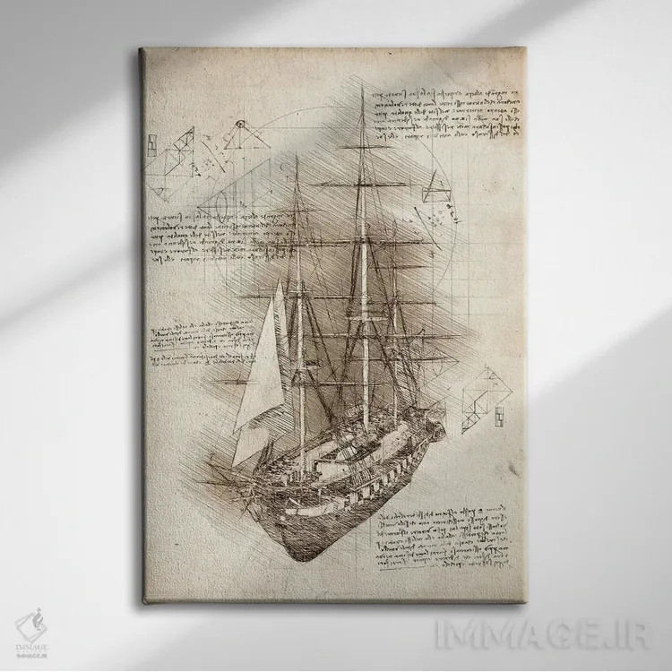 تابلو دکوراتیو کشتی بادبانی قدیمی بارک اثر کورنل ولاد - نمای روبهرو روی دیوار