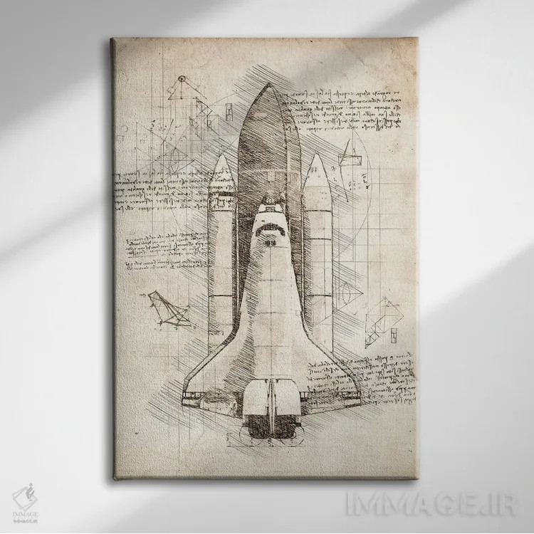 تابلو دکوراتیو شاتل فضایی اثر کورنل ولاد - نمای روبهرو روی دیوار