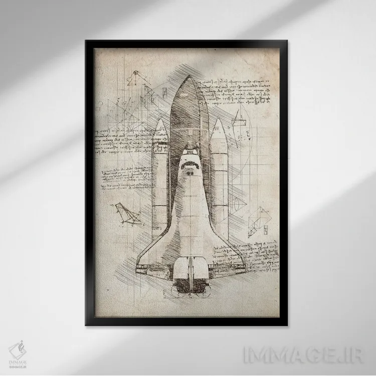 تابلو دکوراتیو شاتل فضایی اثر کورنل ولاد - نمای قابدار مشکی