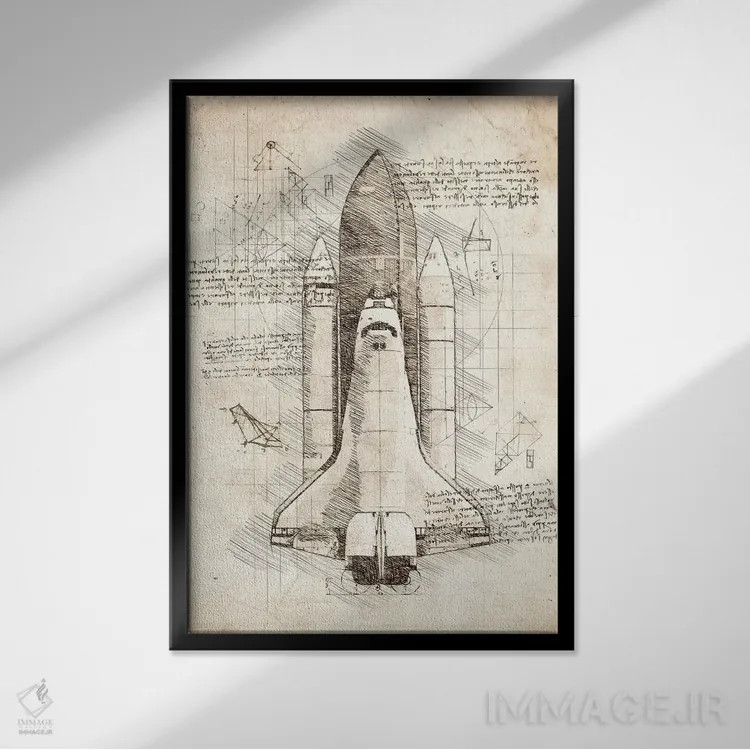 تابلو دکوراتیو شاتل فضایی اثر کورنل ولاد - نمای قابدار مشکی