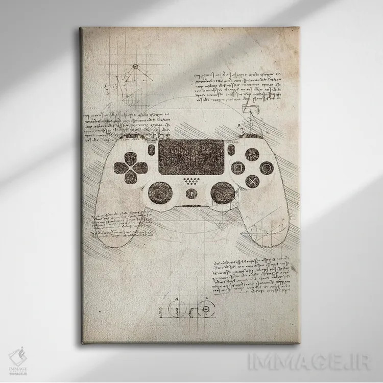 تابلو دکوراتیو دسته بازی پلی استیشن 4 اثر کورنل ولاد - نمای روبهرو روی دیوار