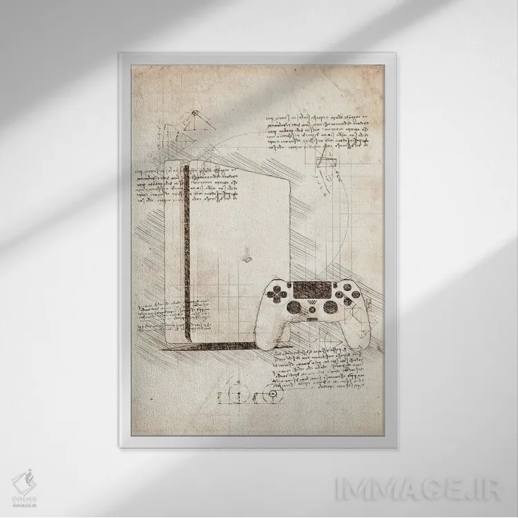 تابلو دکوراتیو پلی استیشن ۴ اثر کورنل ولاد - نمای قابدار سفید