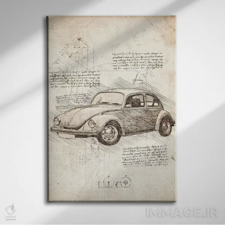 تابلو دکوراتیو فولکس واگن بیتل اثر کورنل ولاد - نمای روبهرو روی دیوار